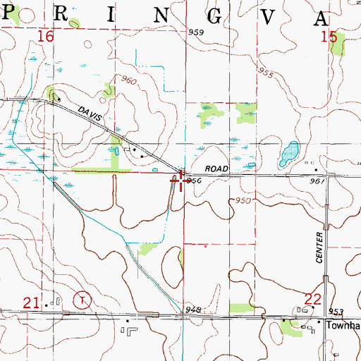 Topographic Map of Town of Springvale, WI