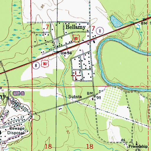 Topographic Map of Bellamy Church, AL