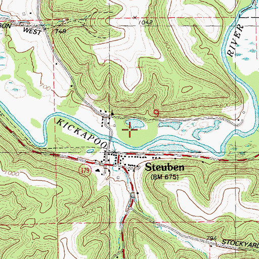 Topographic Map of Village of Steuben, WI