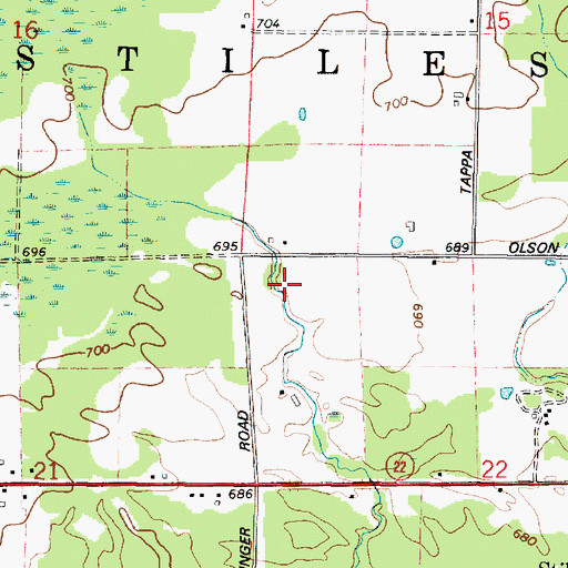 Topographic Map of Town of Stiles, WI