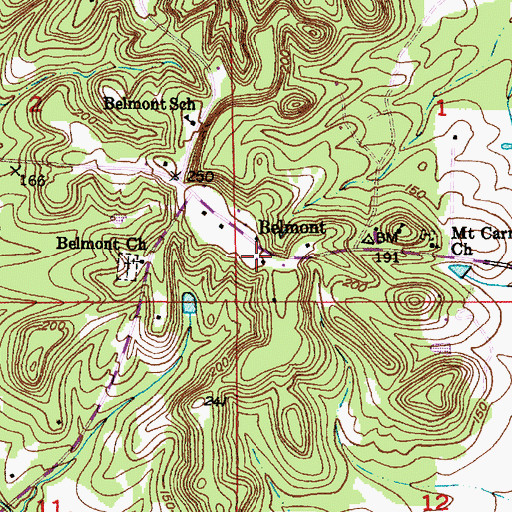 Topographic Map of Belmont Hunting Club, AL