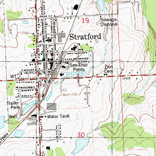Topographic Map of Village of Stratford, WI