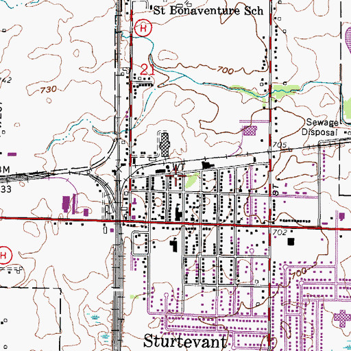 Topographic Map of Village of Sturtevant, WI