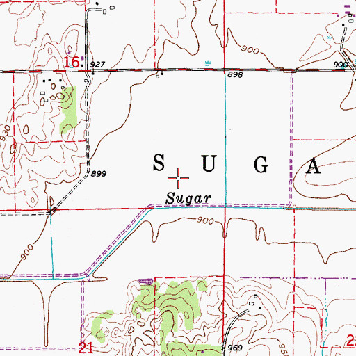 Topographic Map of Town of Sugar Creek, WI