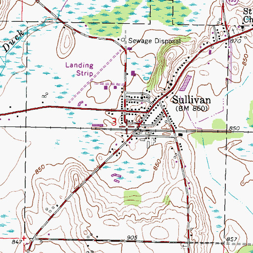 Topographic Map of Village of Sullivan, WI