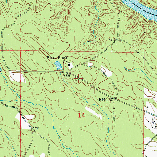 Topographic Map of Black Bluff Cemetery, AL