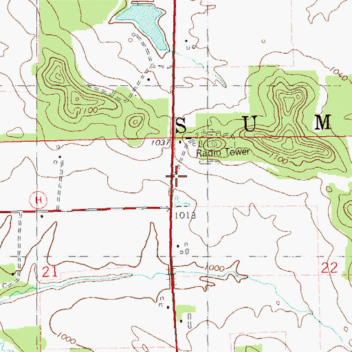 Topographic Map of Town of Sumner, WI