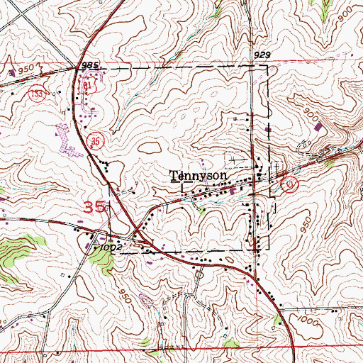 Topographic Map of Village of Tennyson, WI