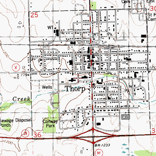 Topographic Map of City of Thorp, WI