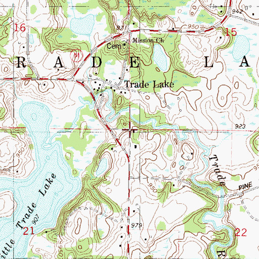 Topographic Map of Town of Trade Lake, WI