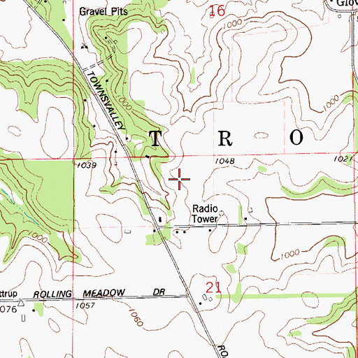 Topographic Map of Town of Troy, WI