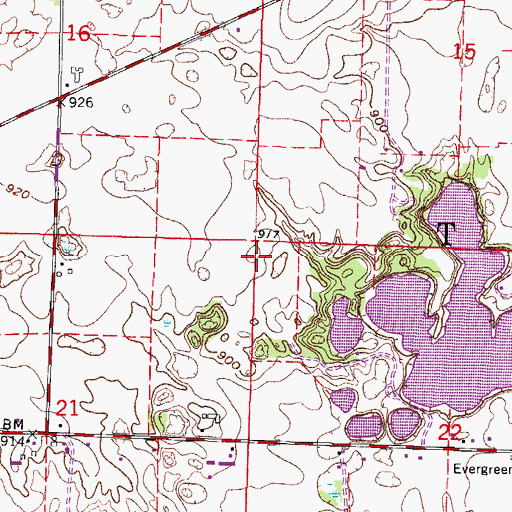 Topographic Map of Town of Troy, WI