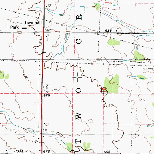 Topographic Map of Town of Two Creeks, WI
