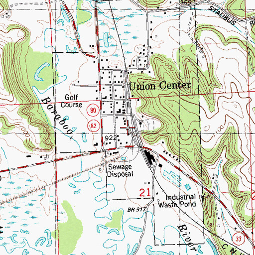Topographic Map of Village of Union Center, WI