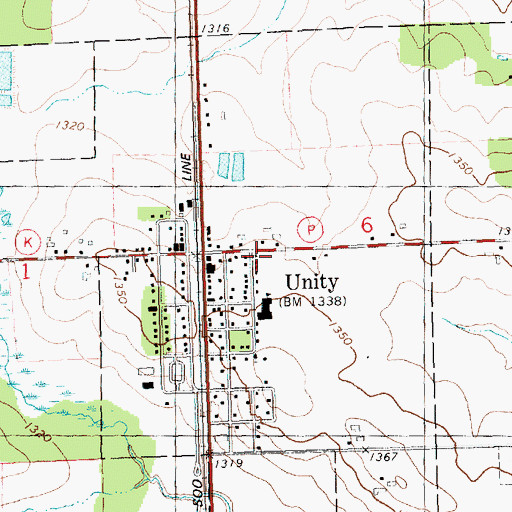 Topographic Map of Village of Unity, WI