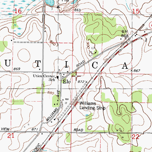 Topographic Map of Town of Utica, WI