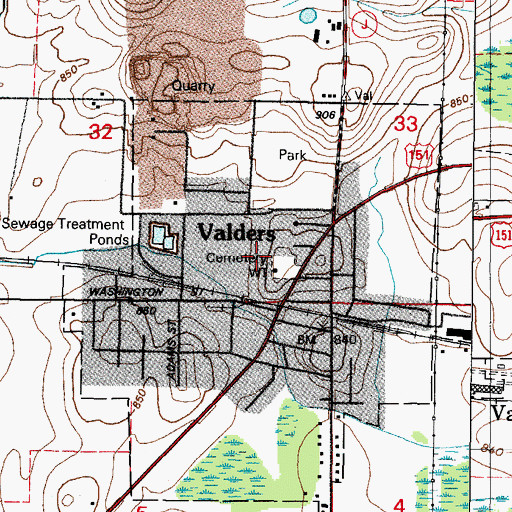 Topographic Map of Village of Valders, WI