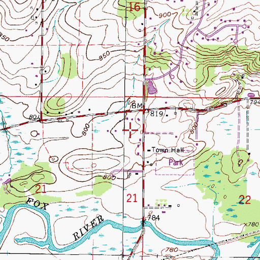 Topographic Map of Town of Vernon, WI