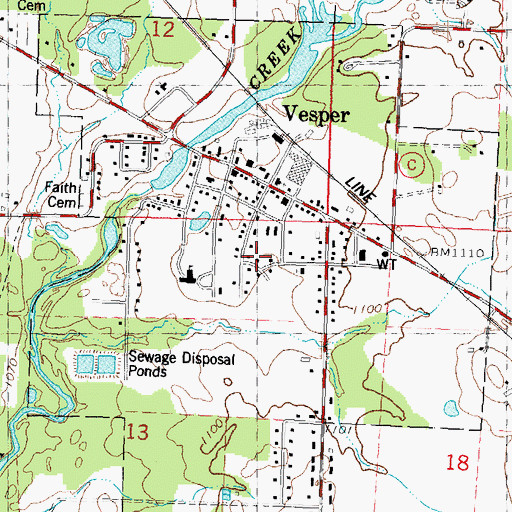 Topographic Map of Village of Vesper, WI