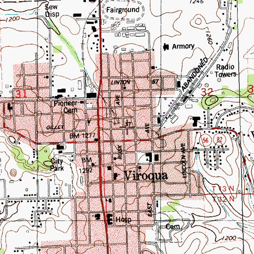 Topographic Map of City of Viroqua, WI