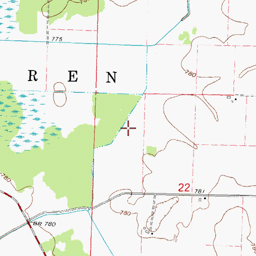 Topographic Map of Town of Warren, WI