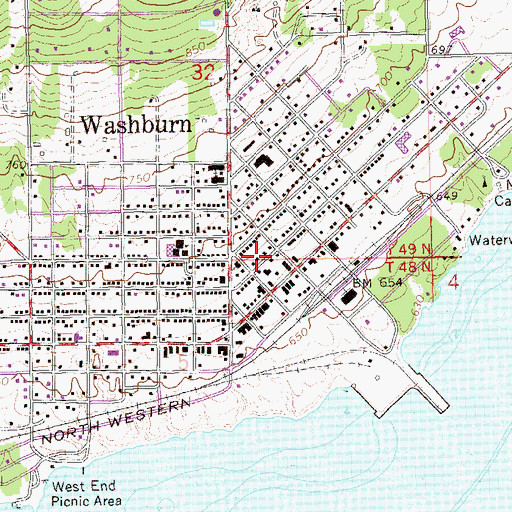 Topographic Map of City of Washburn, WI