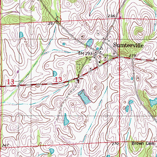 Topographic Map of Sumterville Baptist Church, AL