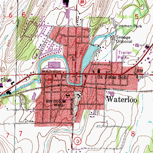 Topographic Map of City of Waterloo, WI