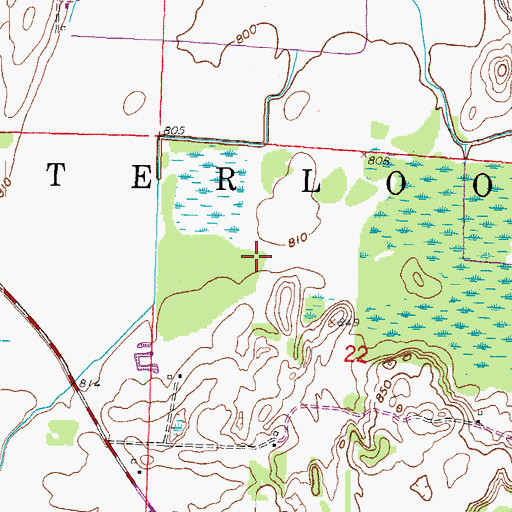Topographic Map of Town of Waterloo, WI