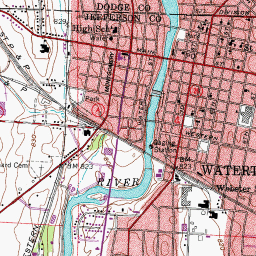 Topographic Map of City of Watertown, WI
