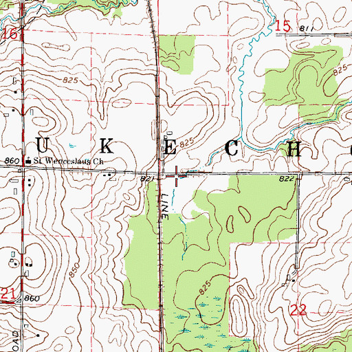 Topographic Map of Town of Waukechon, WI