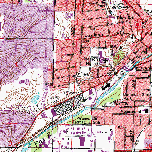 Topographic Map of City of Waukesha, WI