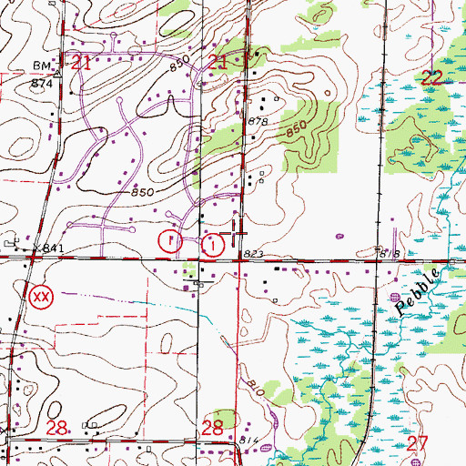 Topographic Map of Town of Waukesha, WI