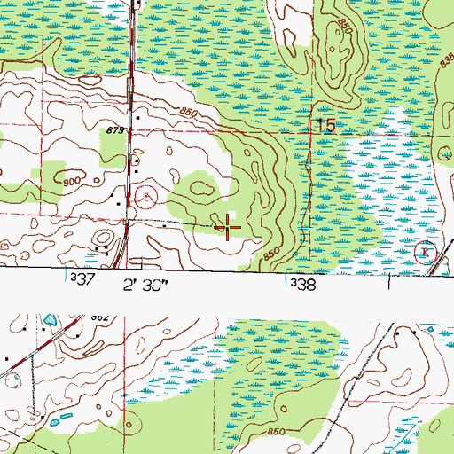 Topographic Map of Town of Waupaca, WI