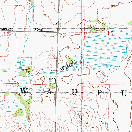 Topographic Map of Town of Waupun, WI