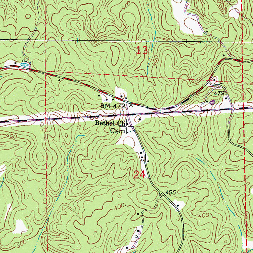 Topographic Map of Bethel Cemetery, AL