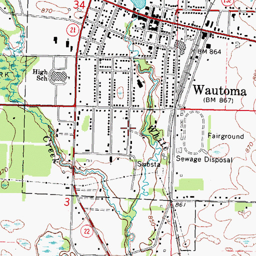 Topographic Map of City of Wautoma, WI