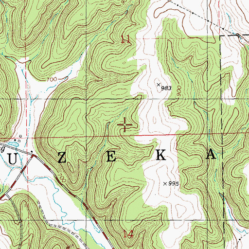 Topographic Map of Town of Wauzeka, WI
