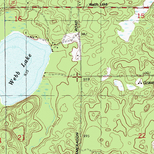 Topographic Map of Town of Webb Lake, WI