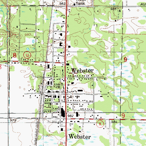 Topographic Map of Village of Webster, WI
