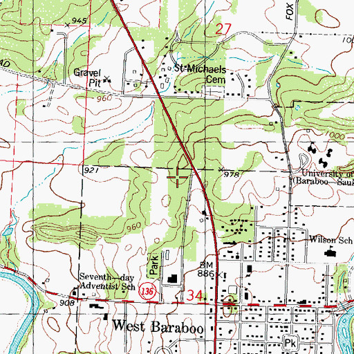 Topographic Map of Village of West Baraboo, WI