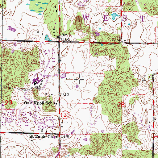 Topographic Map of Town of West Bend, WI