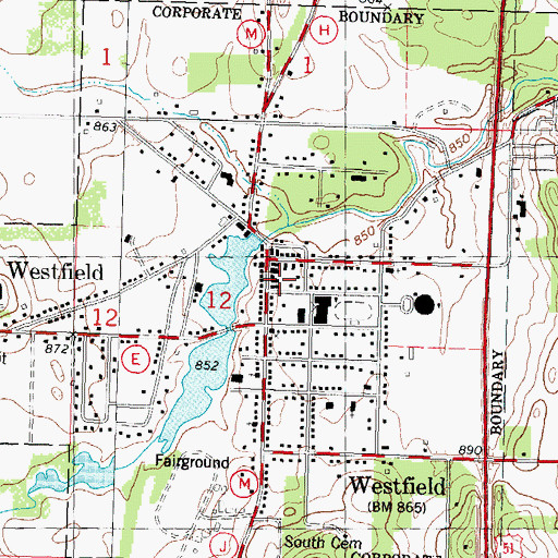 Topographic Map of Village of Westfield, WI