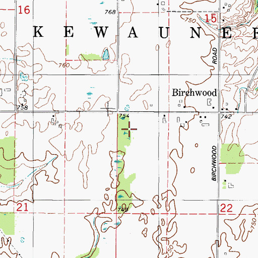 Topographic Map of Town of West Kewaunee, WI