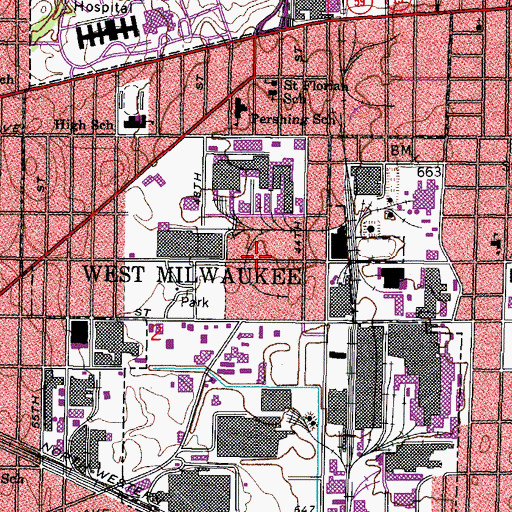 Topographic Map of Village of West Milwaukee, WI