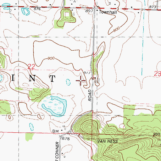 Topographic Map of Town of West Point, WI