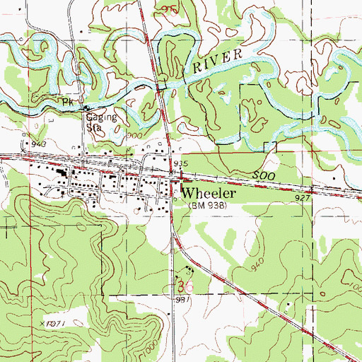 Topographic Map of Village of Wheeler, WI