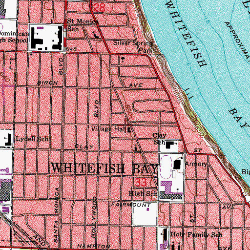 Topographic Map of Village of Whitefish Bay, WI