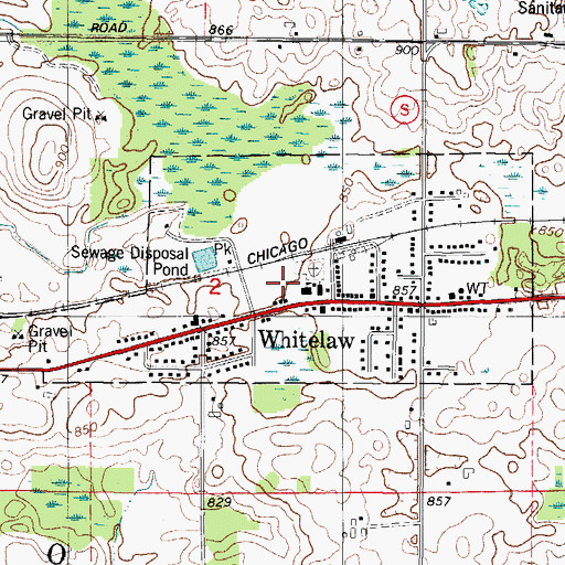 Topographic Map of Village of Whitelaw, WI