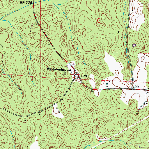 Topographic Map of Fellowship Cemetery, AL